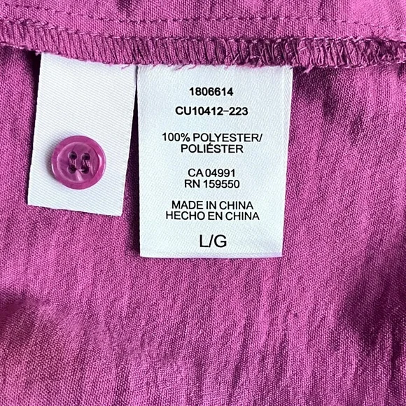 Hilary Radley Purple Tab Sleeve Button Down Women’s Top Size L - Picture 8 of 8